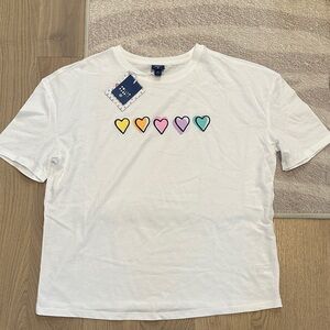 Roller Rabbit by Target Oversized White Tee with Disco Heart Pattern